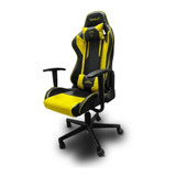 Silla De Escritorio Ocelot Ogs-02 Gamer Ergonómica  Negra Y Amarilla Con Tapizado De Cuero Sintético