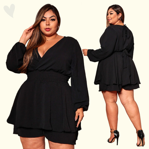 Macaquinho Plus Size Vestidos Femininos Soltinho