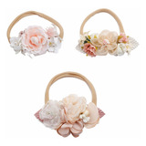 Diademas De Flores Para Bebés Y Niñas, Nailon Elástico,3 Pcs