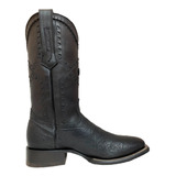 Bota Cuadra Vaquera Casual Rodeo Hombre Piel Avestruz Negro