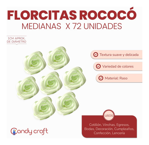 Flores Artificiales De Tela Rococo Medianas 1 Cm  X 72 U