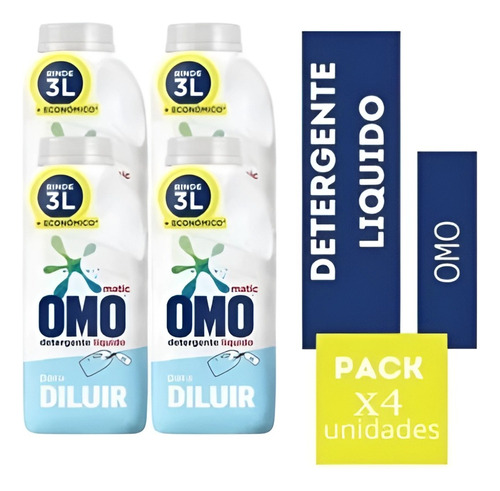 Pack Detergente Omo Diluir 500ml Rinde 3lt X 4 Un.