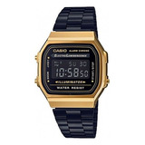 Reloj Casio A168wegb-1b Dorado Negro  Somos Tienda
