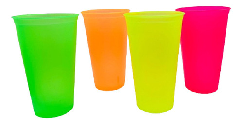 Pack 20 Vasos Plástico 500ml Reutilizables Colores Fluor