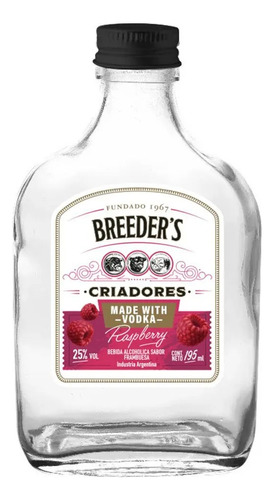 Vodka Sabor Raspberry Triple Destilado Breeders Petaca 195cc