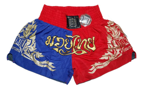 Short Muay Thai Estilo Tailandês Ockto Training Azul Vermelh