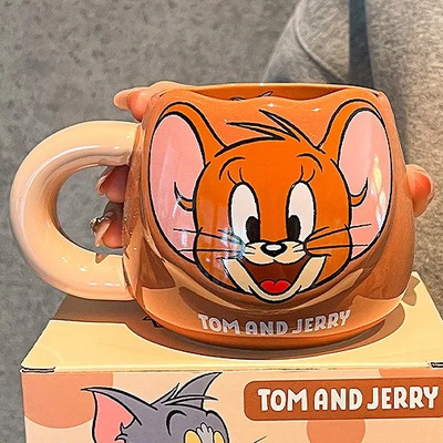 Taza 450ml Tom And Jerry Para Café Y Regalo Marrón Jerry