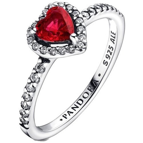 Anillo Pandora Corazon Rojo Elevado