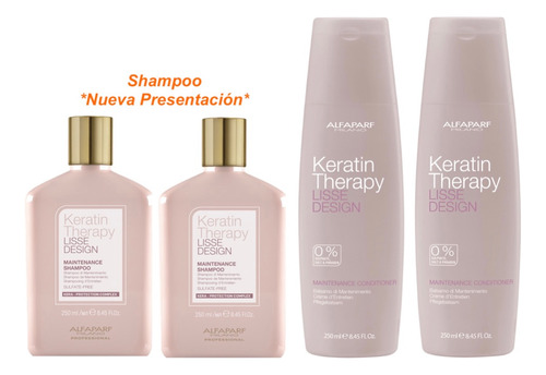 2 Kits Alfaparf Keratin Therapy Lisse Shampoo Acondicionador