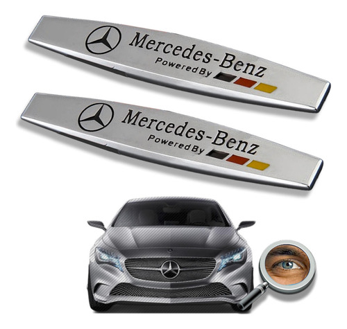 Par Insignias Mercedes Benz Metalicas Laterales Tuningchrome
