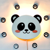 Lámpara Velador De Pared Panda En Madera Mdf Fibroplus