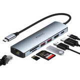 Adaptador Multipuerto Ethernet Usb C, Concentrador Usb C 7 E