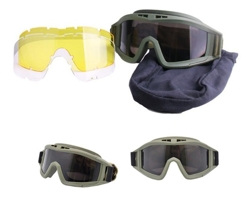Gafas De Tiro Militares Airsoft Táctica Goggles 3 Lentes