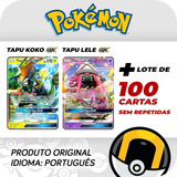 Carta Pokémon Tapu Koko Gx Tapu Lele Gx Com Lote 100 Cartas