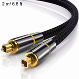 2 M/ 6.6 Ft Cable Óptico Toslink Audio Fibra Stereo Digital