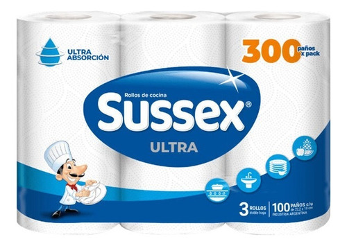 Rollo De Cocina Sussex Premium Maxi 3x100 Paños