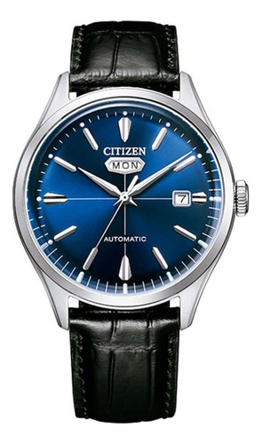 Reloj Citizen Automatic Nh839020l Hombre Color De La Malla Negro Color Del Bisel Plateado Color Del Fondo Azul