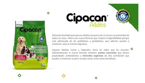 Cipacan Adulto Carne-veg 800 G - Kg A $4500