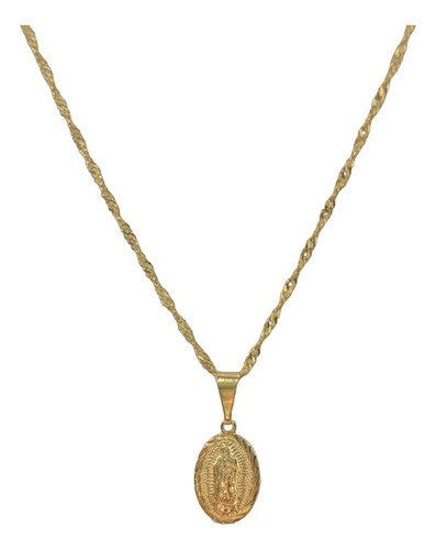 Cadena Y Dije Virgen De Guadalupe Mediana Oro Laminado 18k