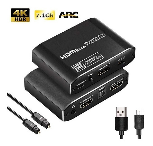  Extrator De Áudio Hdmi Splitter De Audio 1x2 Optico 4k