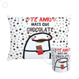 Almofada E Caneca Flork Meme Geek Amo Mais Que Chocolate Hj