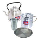 Kit Camping Cocina Pava + Vaso + Plato + Jarro Hervidor