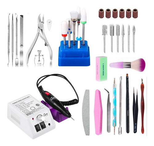 Kit Manicura Y Pedicura Gadnic + Torno Y Brocas Ceramicas