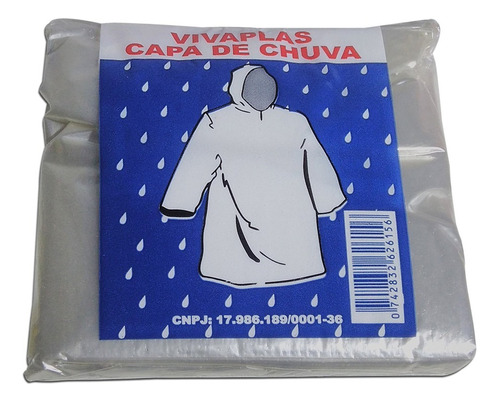 Capa De Chuva Descartável Transparente Unisex Kit 100 Peças