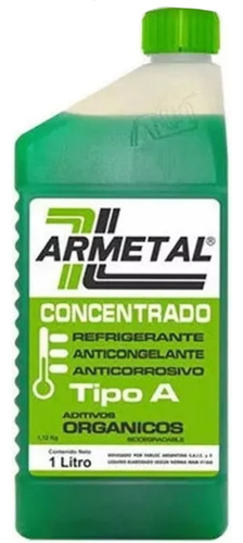 Liquido Refrigerante Armetal Organico Verde-1lt