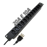 Régua Para Rack 19 Polegadas 12 Tomadas 20a Bivolt Cor Preto 127v/220v