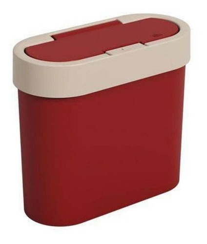 Lixeira 2,8 Litros Plastica Automática Flat - Vermelho Coza