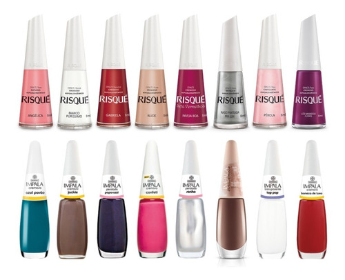 Kit 40 Esmaltes Manicure Profissional 20 Risque 20 Impala