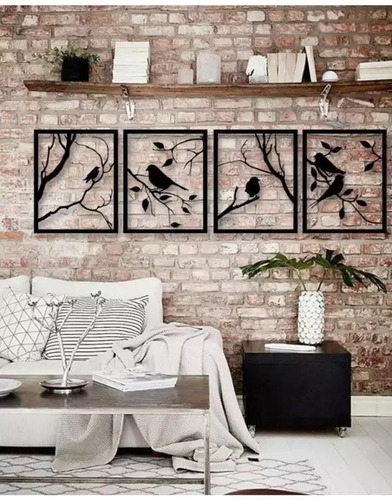 4 Cuadros Decorativos Pajaros Hogar Pared Sala Recamara