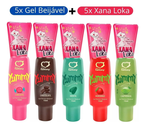 Kit 5 Gel Comestível Yummy + 5 Excitante Xana Loka / Atacado