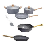 Set Olla Cacerola Wok Bifera 2mm Hudson Granito Ceramica 7pz