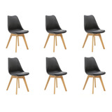 Kit 6 Cadeiras Saarinen Wood Com Estofamento Várias Cores
