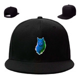 Gorra Plana Estampada Wolf Lobo Azul Dibujo Animal Phn