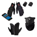 Kit Guantes Invierno + Guantes Primera Piel + Cuello Moto