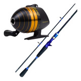 Kit Pesca Carretilha Spincast Pro 200 + Vara Carbono 1,50m