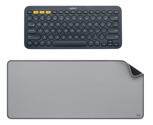 Logitech Combo: Teclado Inalámbrico K380 + Desk Mat / Gris