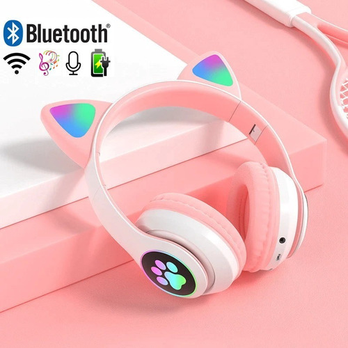 Auricular Inalambrico Bluetooth Luminoso Led Cat / Orejas