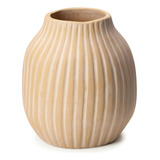 Vaso Terracota Em Ceramica Riscado Com Detalhes Branco P
