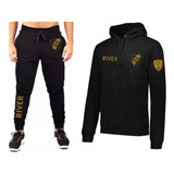 Conjunto Buzo+jogging-futbol-river Plate Escudo Grand-golden