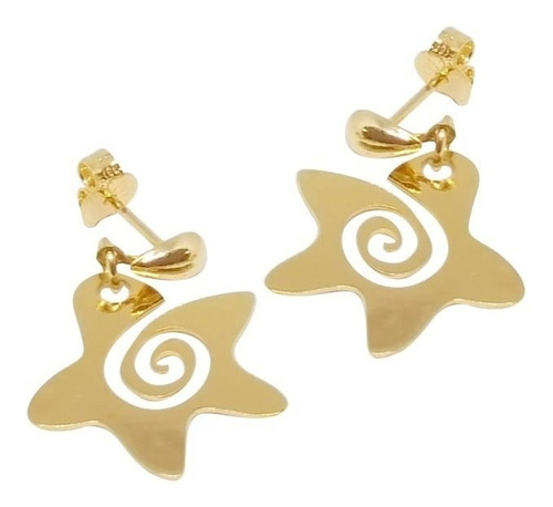 Aros Oro 18k Laminado Estrellas En Espiral Mujer Dama Nena 