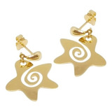 Aros Oro 18k Laminado Estrellas En Espiral Mujer Dama Nena 