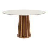 Mesa De Jantar Redonda 1,35m 6 Lugares Dalla Costa 100% Mdf