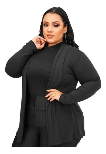 Cardigan Kimono Plus Size Frio Inverno Moda Blogueira