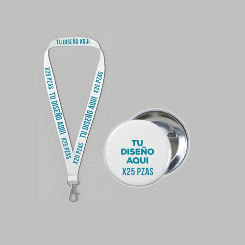 Lanyard Y Foto Botón Personalizado 25 Piezas