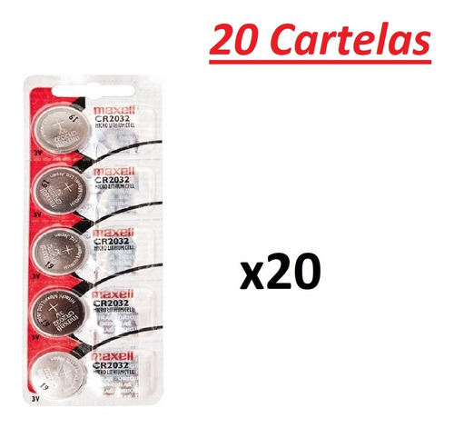 Bateria Maxell Cr2032- 20 Cartelas C/ 5 Unidades Em Cada