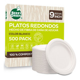 500 Platos Desechables Redondos Biodegradables Resistentes 